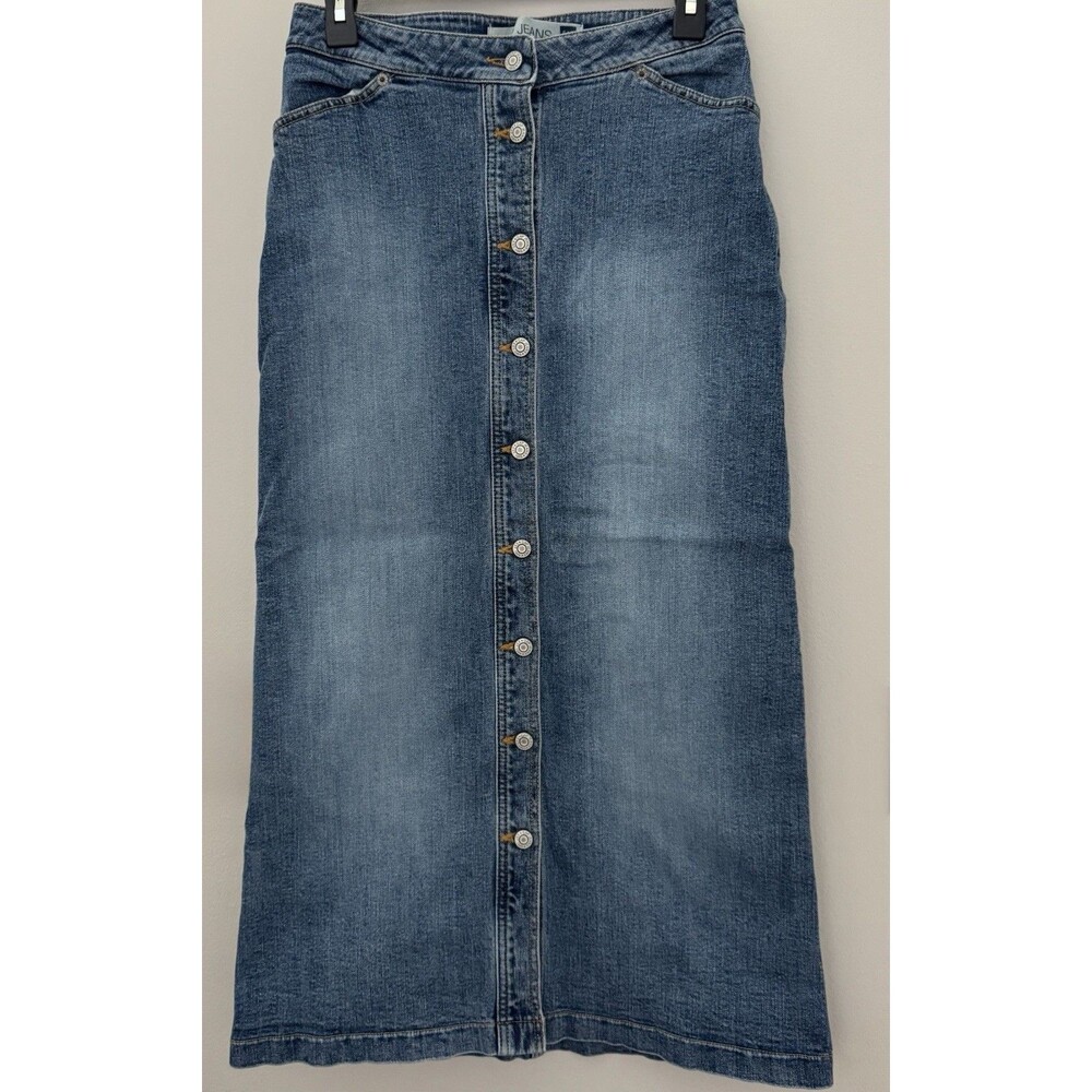 Vintage 90s Y2K Gap JEANS Button Front Denim Maxi Skirt 100% Cotton Size 4 - Picture 2 of 8
